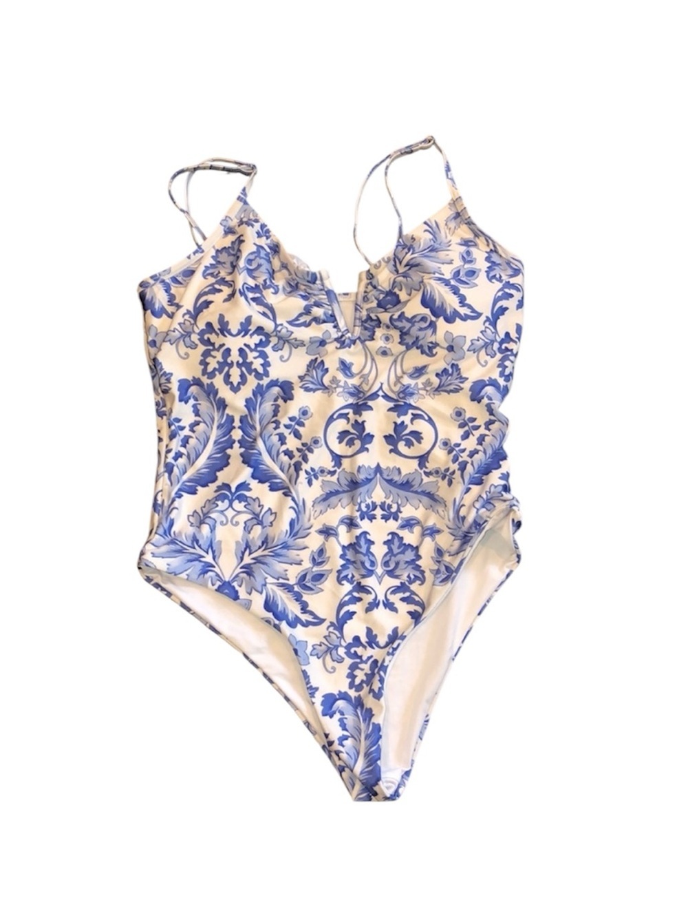 Tini Kini blue floral one piece swimsuit size large